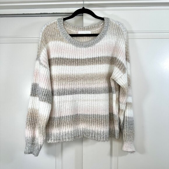 Adyson Parker Striped Sweater Crewneck Ribbed Knit Drop Shoulder Pullover 1X - Picture 3 of 9